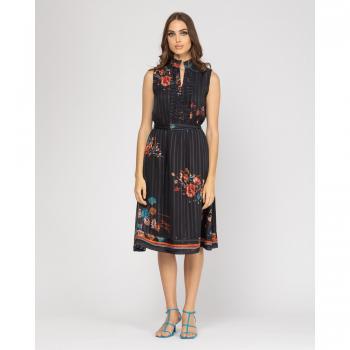 Vestido midi sin mangas Niza con volantes