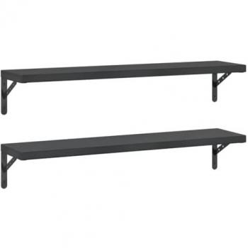 Estantes de pared 2 uds acero inoxidable negro 100x23,5 cm