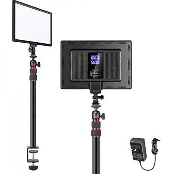 Neewer Luz de Video LED de Montaje en Escritorio con Kit de Soporte de Abrazadera C:Panel LED Bicolor Regulable de 12,9 con Soporte de Clip/Batería Incorporada de 8000mAh/3200K~5600K/2400lux/CRI97+