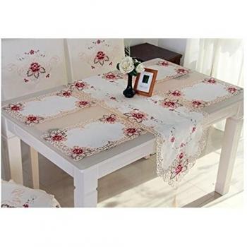 XXTT-Paño de tabla del mantel hogar jardín viento mantel del poliester set ropa de muebles conjunto mesa y sillas , pink , 40*246cm