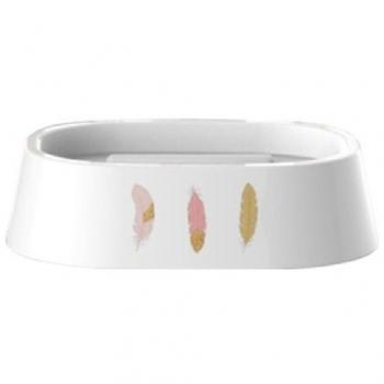 Jabonera Accesorio de Baño Blanca con Plumas de Plástico 13,2 cm