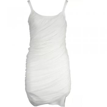 Elegant White Tank Dress with Zip Accent - XL