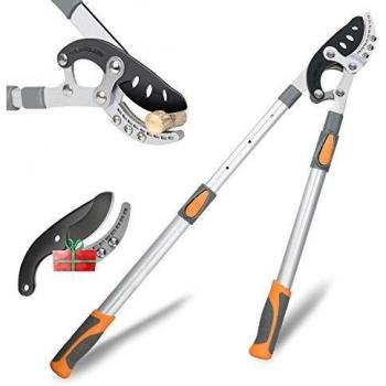 AIRAJ Tijeras de Podar Telescópica 70-103CM,Tijera de Yunque,Con Cuchillas de Repuesto,Corta Ramas de Más de 6cm,Cuchilla de Acero SK-5 y Recubiertas de Teflón,Tijeras Podar Profesionales