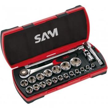 Juego de 23 tomas y accesorios SAM OUTILLAGE - 75SH23, incluye vasos de 1/2 plg