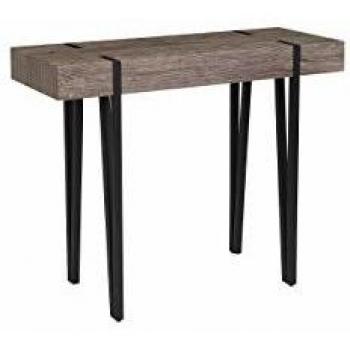 Consola Industrial Rectangular 100 x 40 cm Madera Oscura con Patas de Metal Negro estilo Adena