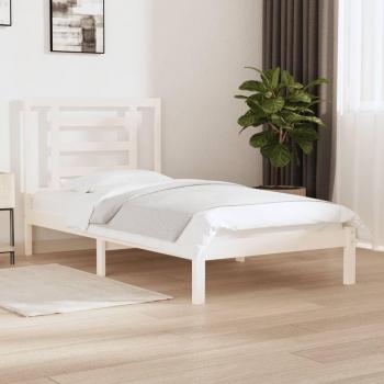 Estructura de cama individual de madera maciza de pino blanco 90x190 cm