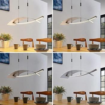 Lámpara colgante LED Marija, horizontal, plata, moderna, hecha de metal para salón y comedor, 1 lámpara