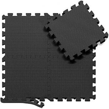 Esterilla Puzzle para Suelos de Gimnasio y Fitness | Set de Protección de Goma Espuma, Alfombrilla Protectora Expandible de 18 Losas + Bordes | Colchonetas para Máquinas de Deporte, Fácil de Limpia