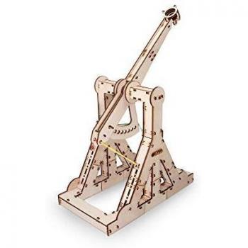 EWA Eco-Wood-Art-Trebuchet mecánico 3D de Madera-Rompecabezas para Adultos y Adolescentes-Montaje sin pegamento-94 Piezas, Color Naturaleza
