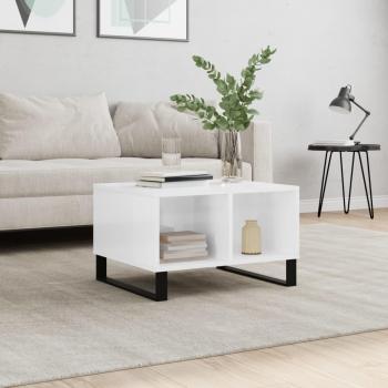 Mesa de centro vidaXL madera contrachapada 60x50x36,5 cm Blanco brillo, Negro, Mesita de Salón o Comedor o Auxiliar Mesa de Café