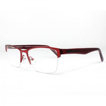 SmartBuy Collection Rectangle Semi Rimless Metal Men's Prescription Glasses - Burgundy - Size 53 - Blue Light Block Available - Free Lenses