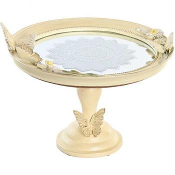 Centro de Mesa DKD Home Decor Resina Espejo 24 x 22,6 x 18 cm Beige Mariposas