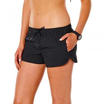 Rip Curl Classic Surf 3 Bañador corto negro para mujer, con cintura elástica y diseño de 3 pulgadas en la pierna, ideal para deportes acuáticos
