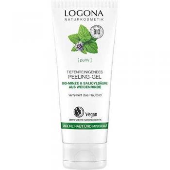 LOGONA Naturkosmetik Gel exfoliante de limpieza profunda, refina y refresca la piel, exfolia suavemente y elimina las células muertas de la piel, vegano, 100 ml