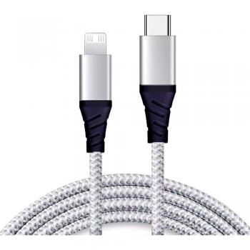 Cable USB Tipo C a Lightning iOS Compatible con iPhone 12 - Cable de Nylon Trenzado para Carga Rápida y Transferencia de Datos