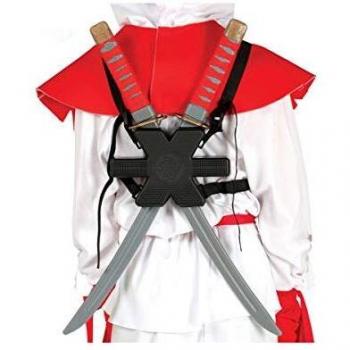 Set 2 Espadas Samurai con Funda de Plástico y Cintas para Llevar en la Espalda