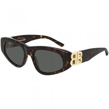 Balenciaga BB0095S Stylish Oval Sunglasses for Women in Dark Havana Green, Size 53 MM