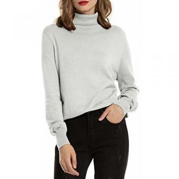 Woolen Bloom Jersey Cuello Alto Camiseta Manga Larga Sueter Invierno Jersey Basico Suelto Jerseys Camisa Tops Pull-Over Suéter Mujer Primavera Otoño