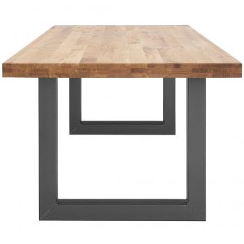 COMIFORT Mesa de Comedor Oficina Moderna Industrial Loft de Roble Macizo 200 x100 cm Patas de Acero en Grafito
