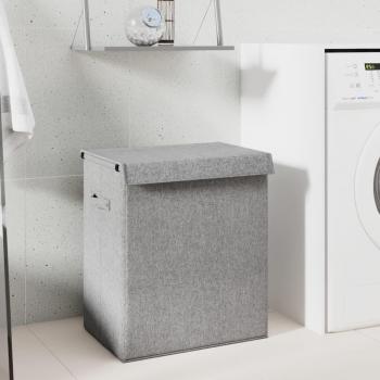 vidaXL Foldable Laundry Hamper Grey 51x34.5x59 cm Faux Linen Fabric