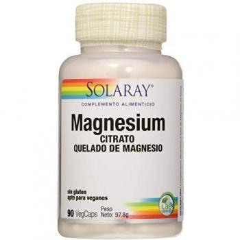 SOLARAY® Magnesium. Magnesio Citrato.90 VegCaps. Ayuda a disminuir el cansancio y la fatiga. Contribuye al funcionamiento normal de los músculos. Sin gluten. Apto para veganos.