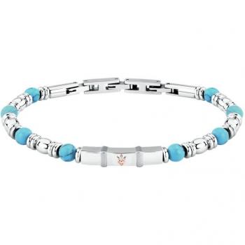 Maserati Pulsera para Hombre de Acero y Piedras, Largo 21,5 cm, Colección ICONIC - Pulsera de acero azule