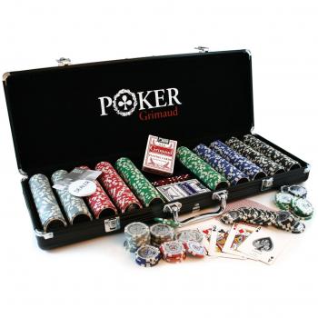 Malleta de Poker Premium Grimaud - 500 Jetones ABS con Inserto Metálico, 2 Juegos de Cartas y Accesorios