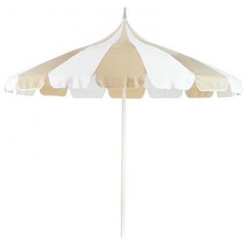 Sombrilla de Jardín Elegante con Poste Central de Aluminio Blanco y Tela de Poliéster Beige y Blanca ⌀ 245 cm Minoa