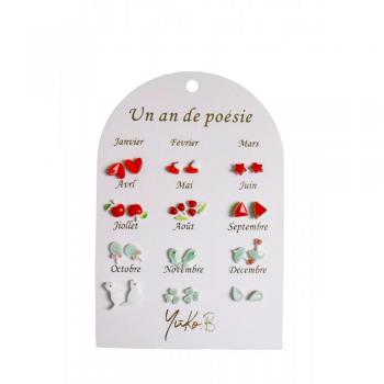 Pendientes Yuko B Mensual Rojos con Pergamino