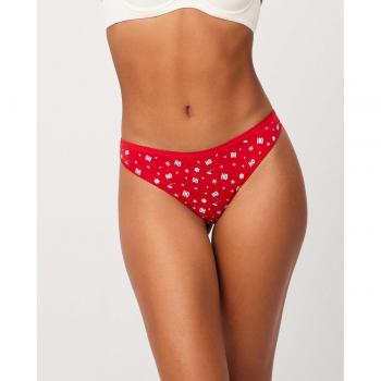 Tanga Navidad de algodón rojo con estampado festivo