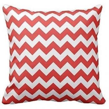 Light Coral Pink and White Sawtooth Pattern Throw Pillow Classic Chevron Stripes Pattern For Decoration Zipper Pillow Case Cover