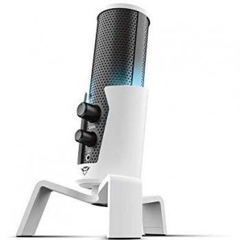 Trust Gaming GXT 258W Fyru Micrófono, Playstation 5, Micrófono Gaming USB 4 en 1, Micro con Luces LED, 4 Patrones de Grabación, Micrófono PC para Podcasts, Vlogs, Streaming, Youtube, Twitch - Blanco
