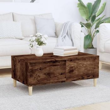 Mesa de centro de roble ahumado 90x50x36,5 cm madera multicapa Vidaxl Marrón