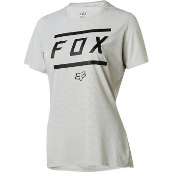 Fox Womens Ripley Ss Bars Jersey Cloud Grey