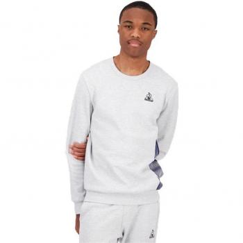 Sudadera Le Coq Sportif Heritage N°1 Gris Hombre, 100% algodón, diseño clásico, ajuste regular, logo bordado en el pecho, puños y dobladillo acanalados