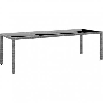 Mesa de jardín de vidrio templado y ratán sintético gris 250x100x75 cm