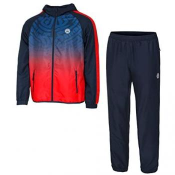 BIDI BADU Colortwist Chándal Hombres - Azul Oscuro, Rojo, Material ligero y transpirable, diseño moderno y colorido, incluye chaqueta con cremallera y pantalones a juego, ideal para entrenamiento y uso