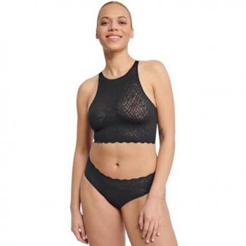 Sloggi Zero Feel Bliss Seamless Lace Crop Top - Black