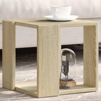 Mesa de centro de madera de ingeniería 32x32x30 cm en colores Blanco, Negro y Roble Sonoma - Mesita de Salón o Comedor o Auxiliar