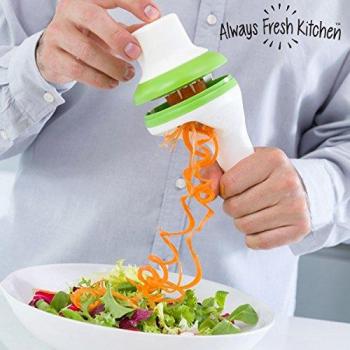 Always Fresh Kitchen Spiral Slicer Cortador de Verduras en Espiral 3 en 1, Blanco, 9x9x21 cm