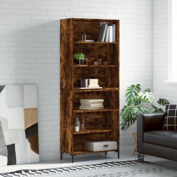 Aparador alto de madera ingeniería en roble ahumado 69,5x32,5x180 cm marrón