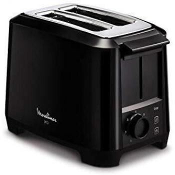 Moulinex Tostadora UNO LT140811 con 800 W de Potencia, 2 Ranuras de Ancho Ajustable, 3 Programas Recalentar, Descongelar y Cancelar, Bandeja de migas extraíble