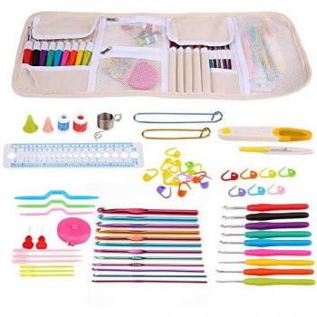 Ganchos de ganchillo con estuche, manija ergonómica Ganchos de ganchillo agujas Set de costura herramientas de tejer