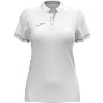 Polo de fútbol Joma Championship VI mujer blanco gris manga corta