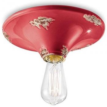 Plafón Vintage Ferroluce C134 Rojo Cerámica 25 cm