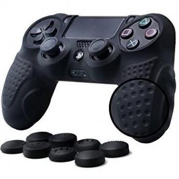CHIN FAI PS4 Funda para Cubrir el Mando de PS4 con 4 Grips para Pulgares, Funda Antideslizante de Silicona, Carcasa Protectora para Mando de Sony PS4 / Slim/Pro