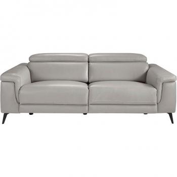 Sofá 3 plazas tapizado en piel gris claro ANGEL CERDÁ 6108C, dimensiones 215 x 103 x 99 cm
