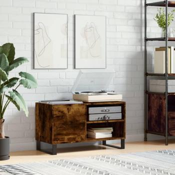 Mueble de discos madera de ingeniería roble ahumado 85x38x48 cm Marrón