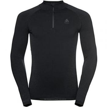 Odlo Performance Warm Eco Long Sleeve Half Zip T-Shirt for Men - Black (New Odlo Graphite Grey)