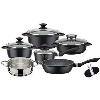 Batería de Cocina GSW Gourmet Granit 10 Piezas - Aluminio Forjado, Inducción, Antiadherente VITAFLON
